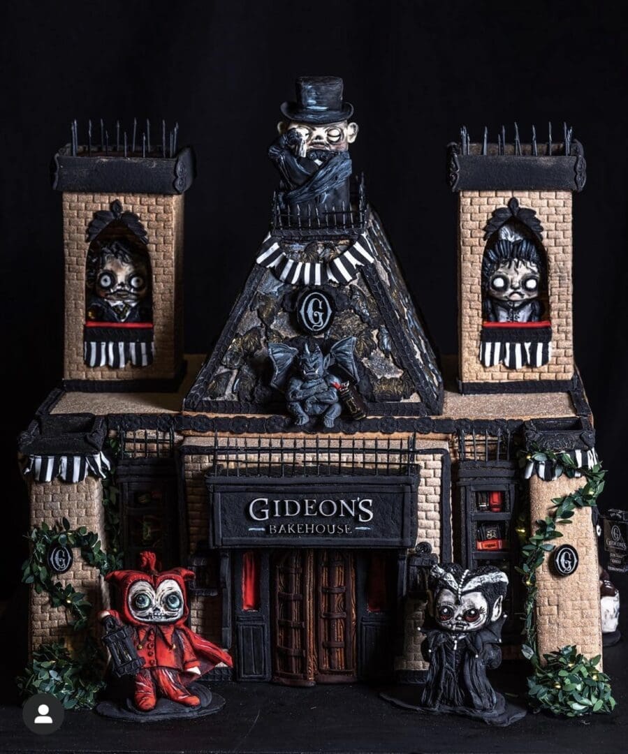 Halloween-themed bakery with spooky doll decorations.